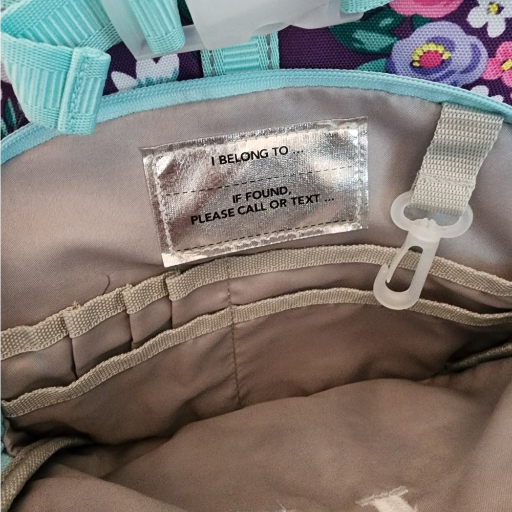 Pottery Barn Kids Purple and Teal Floral Backpack - Picture 2 of 6